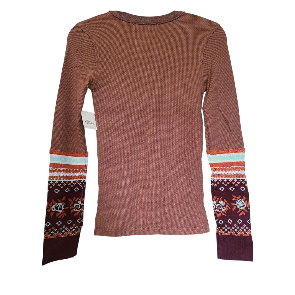 Free People Mikah Layering Cuff Thermal Henley Top Autumn Combo Size XS NWT - Picture 5 of 7